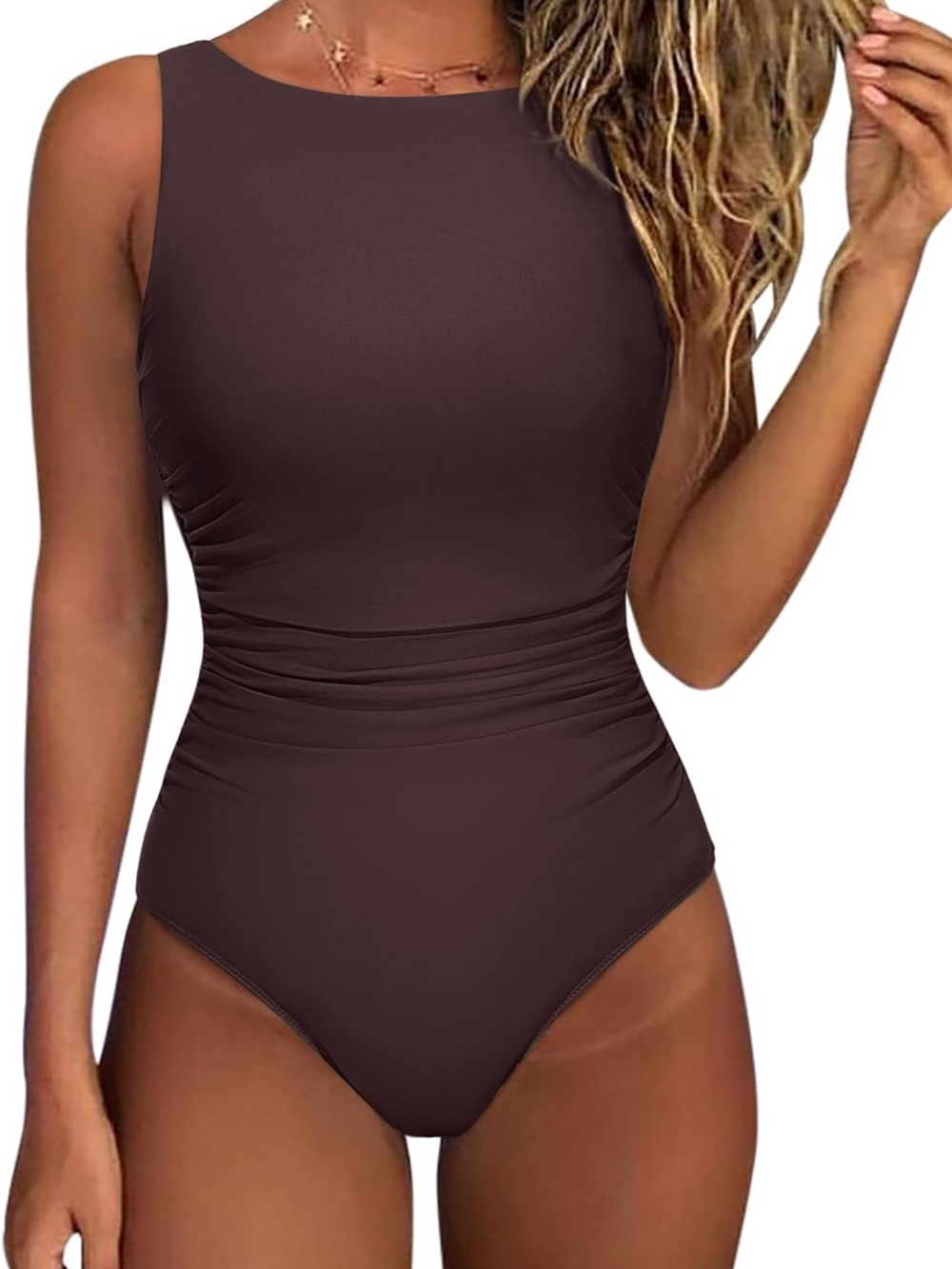 New SUUKSESS Women One Piece Ruched Swimsuit Tummy Control Backless Bathing Suit